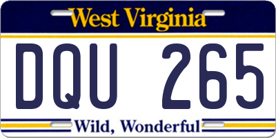 WV license plate DQU265