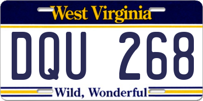 WV license plate DQU268