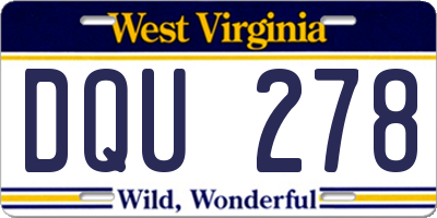 WV license plate DQU278