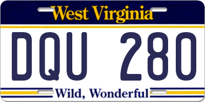 WV license plate DQU280