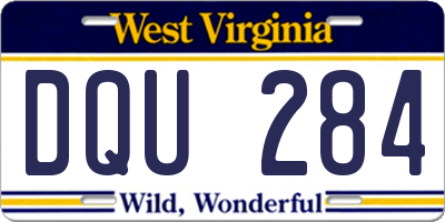 WV license plate DQU284
