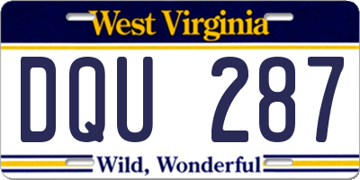 WV license plate DQU287