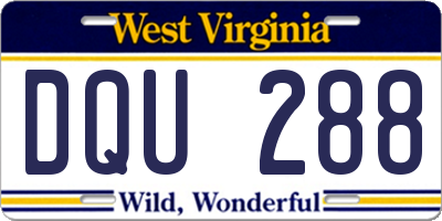 WV license plate DQU288