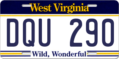 WV license plate DQU290