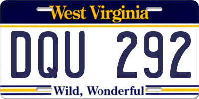 WV license plate DQU292