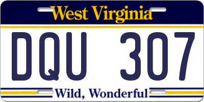 WV license plate DQU307