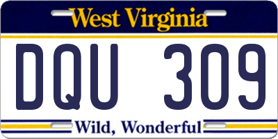 WV license plate DQU309