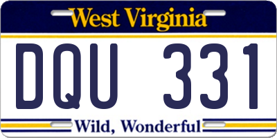 WV license plate DQU331