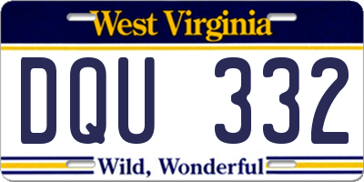 WV license plate DQU332