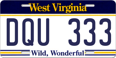 WV license plate DQU333
