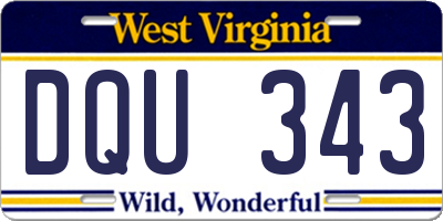 WV license plate DQU343