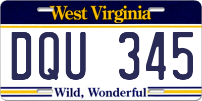 WV license plate DQU345