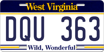 WV license plate DQU363