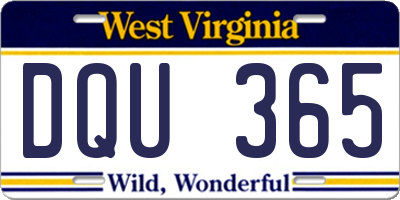 WV license plate DQU365