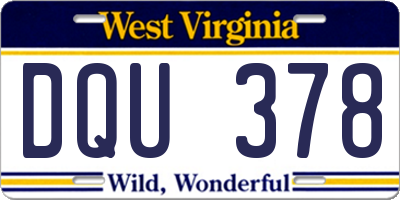 WV license plate DQU378