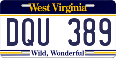 WV license plate DQU389
