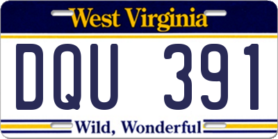 WV license plate DQU391