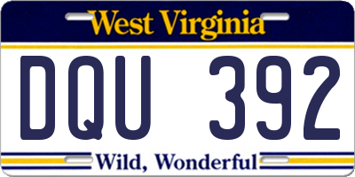 WV license plate DQU392