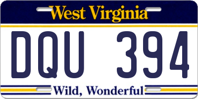 WV license plate DQU394
