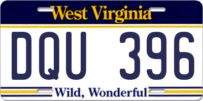 WV license plate DQU396