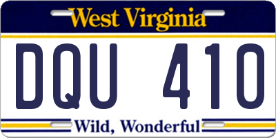 WV license plate DQU410