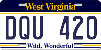 WV license plate DQU420