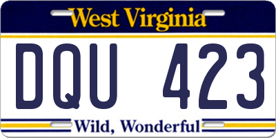 WV license plate DQU423