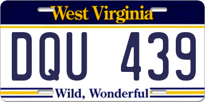 WV license plate DQU439
