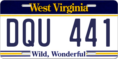 WV license plate DQU441