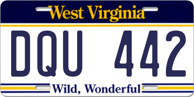 WV license plate DQU442