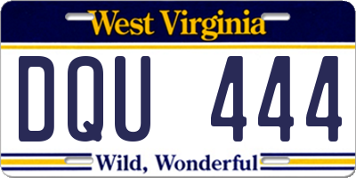 WV license plate DQU444