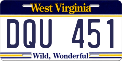 WV license plate DQU451