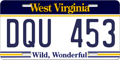 WV license plate DQU453