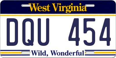 WV license plate DQU454