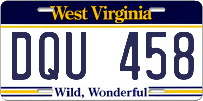WV license plate DQU458
