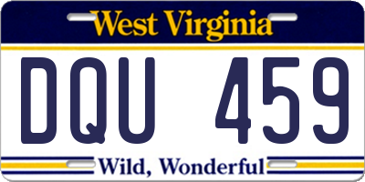 WV license plate DQU459