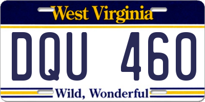 WV license plate DQU460