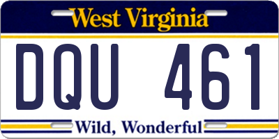 WV license plate DQU461