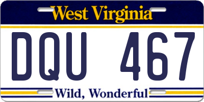 WV license plate DQU467