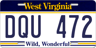 WV license plate DQU472
