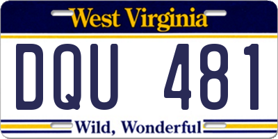 WV license plate DQU481