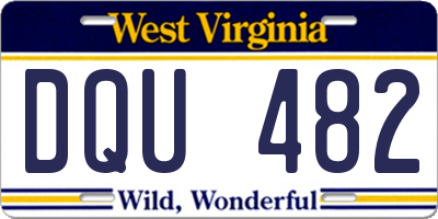 WV license plate DQU482