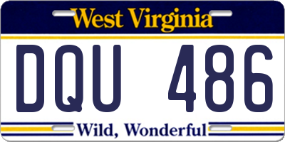 WV license plate DQU486