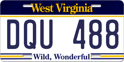 WV license plate DQU488