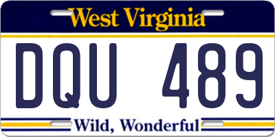 WV license plate DQU489