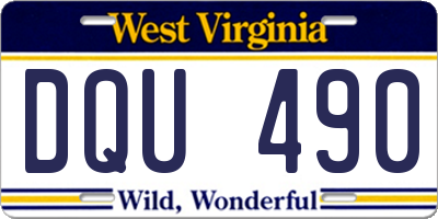 WV license plate DQU490