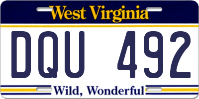WV license plate DQU492