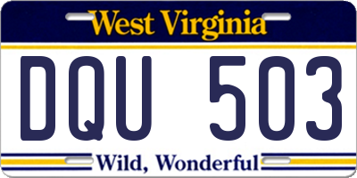 WV license plate DQU503
