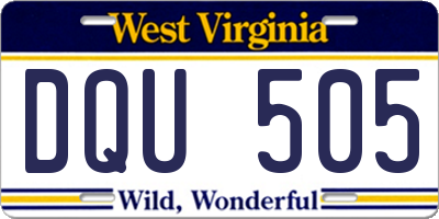 WV license plate DQU505