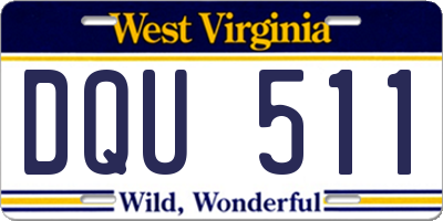 WV license plate DQU511